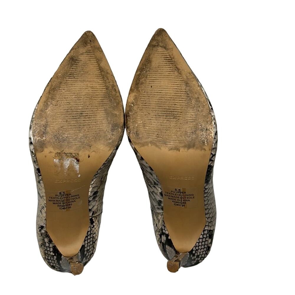 Express Snakeskin Print Pointed Toe Mules, Size 8… - image 7